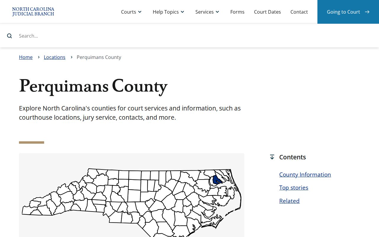 Perquimans County criminal history court services page