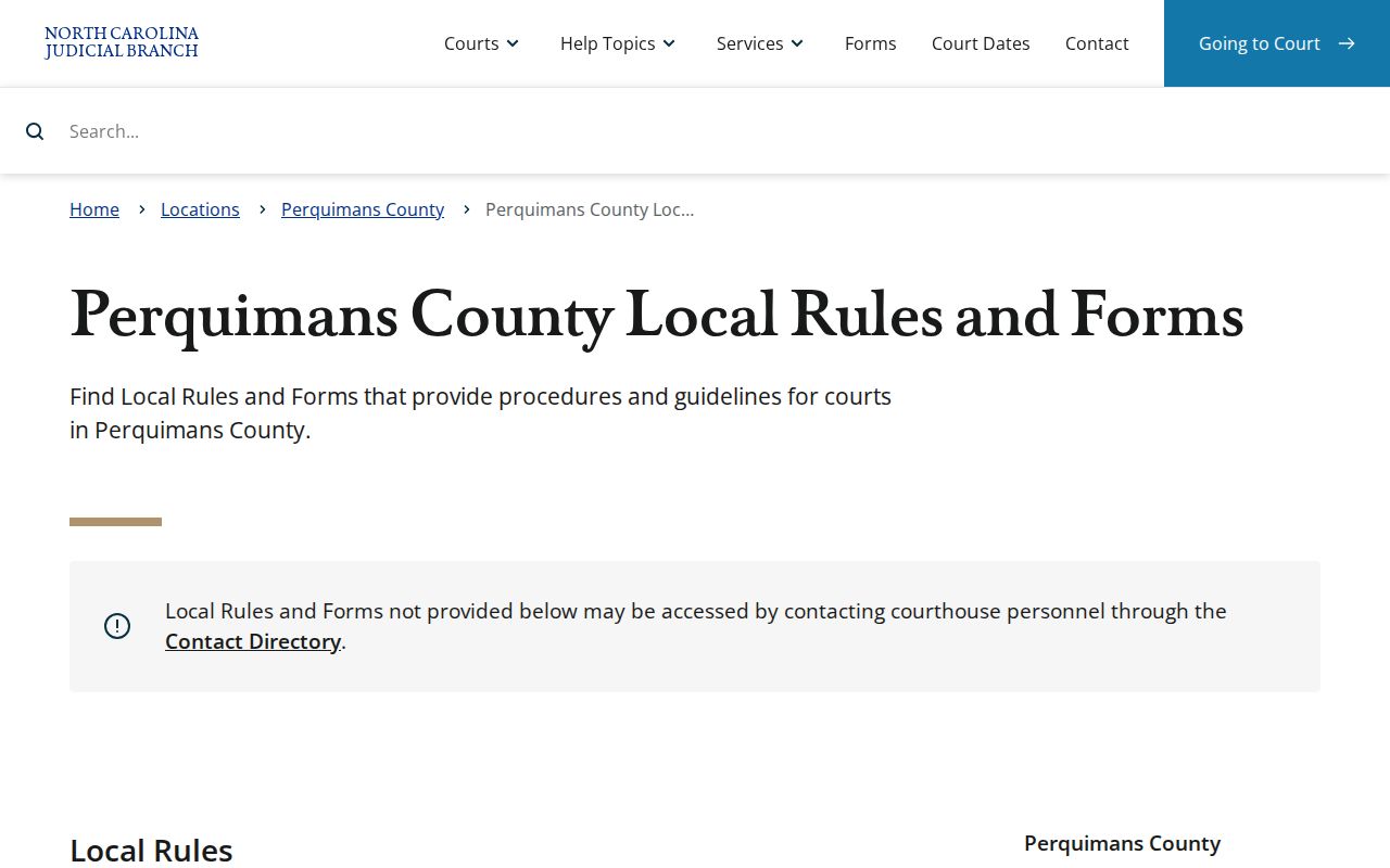 Perquimans County criminal court cases local rules and forms