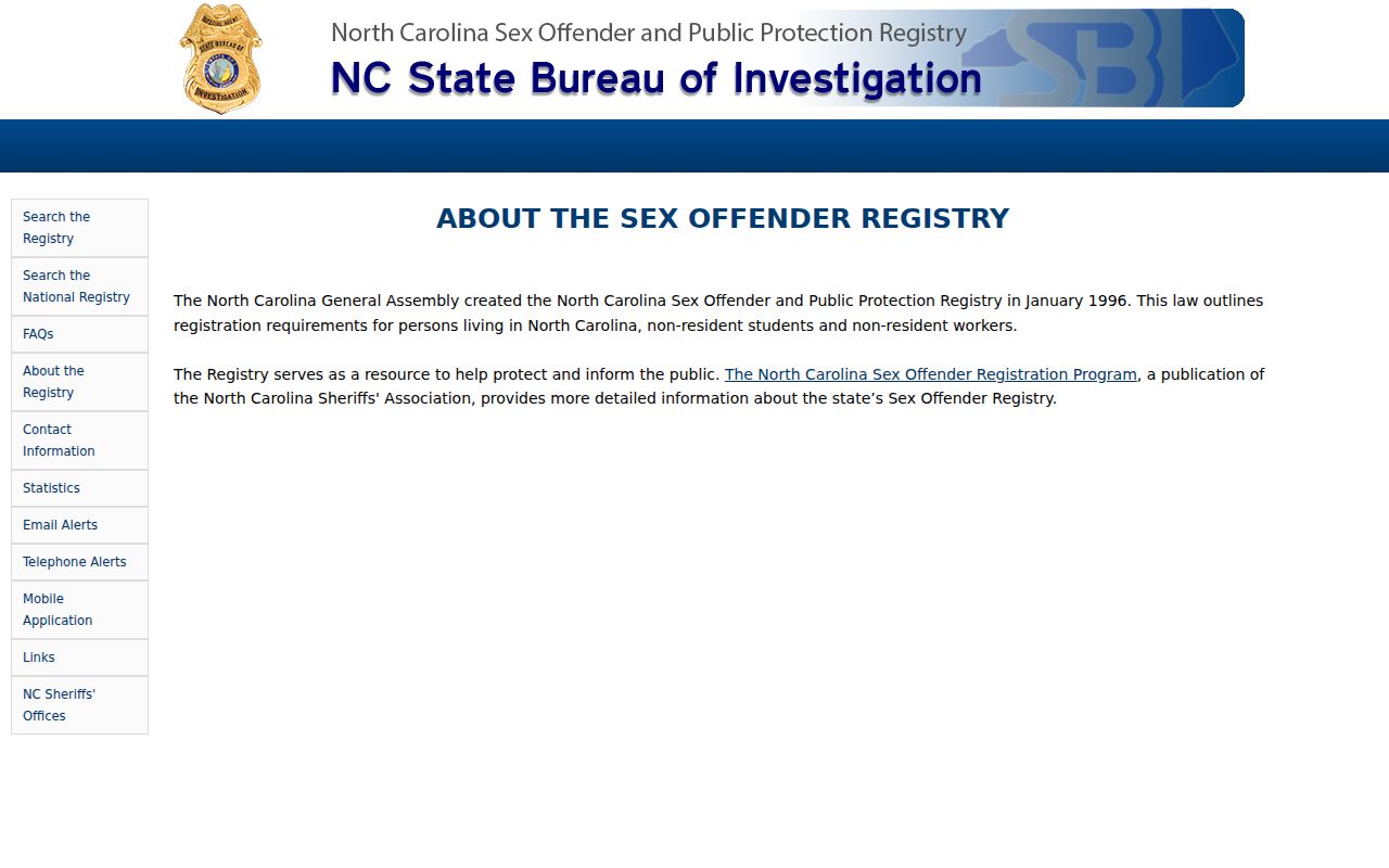 Perquimans County sex offender registry scope and program information